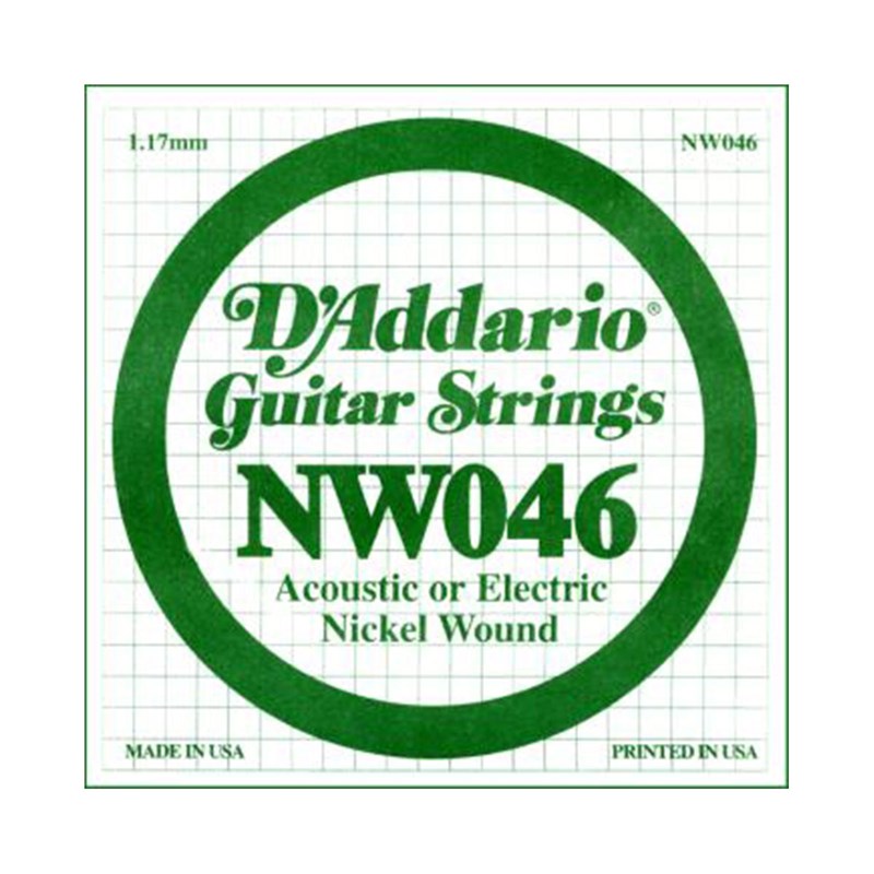 D'Addario NW046 Nickel Wound Electric Guitar Single String, .046